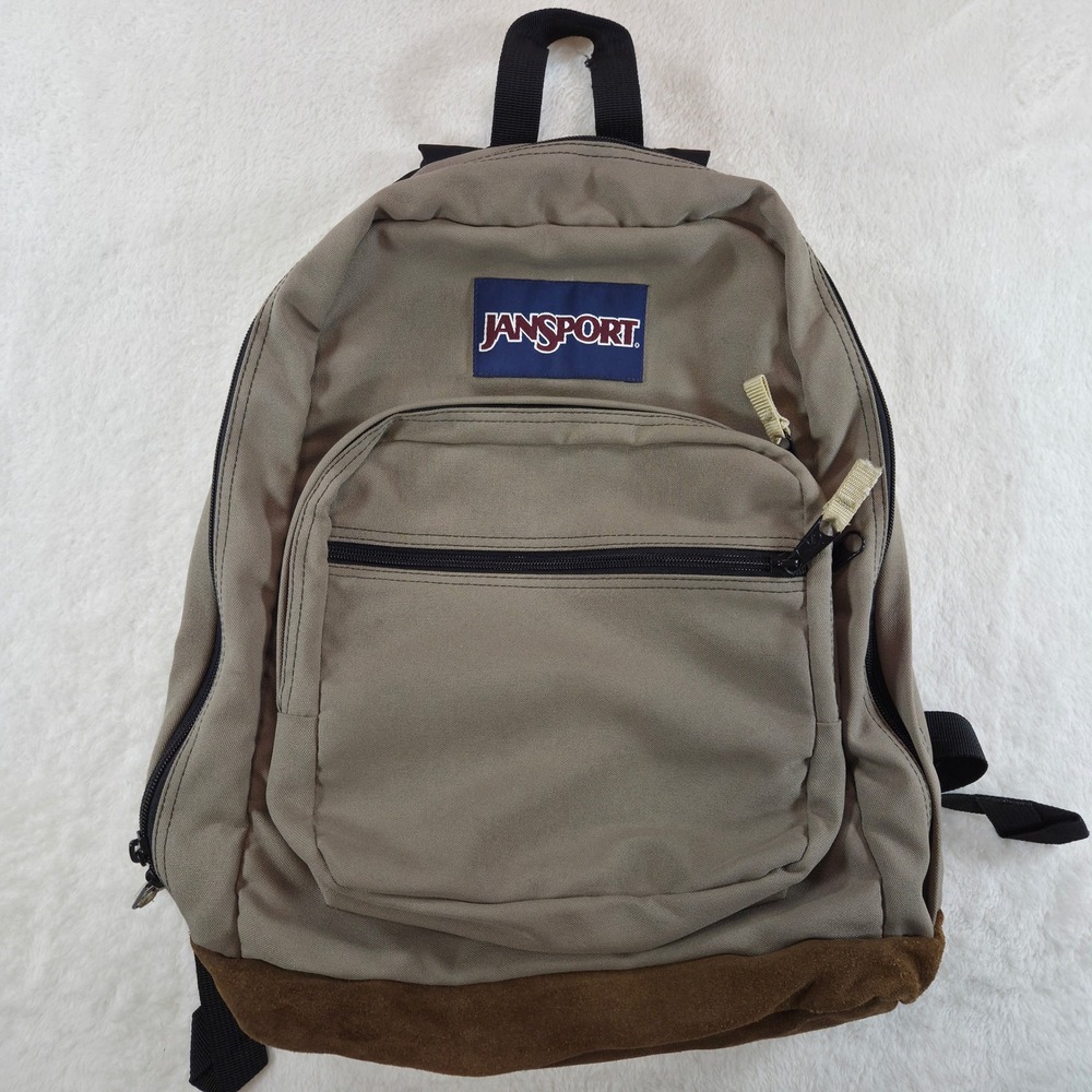 JanSport Unisex Right Pack Backpack Large Tan Cordura Nylon Suede Bottom